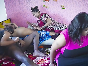 Hot Indian curvy babes get down together with dirty concerning a wild wedding sex party