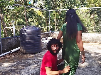 Mallu lovers Vaishnavy and Sharun Raj get immoral prevalent hot outdoor doggy-style action roughly hot and steamy nipple action