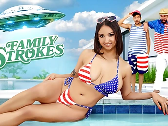 Step-sister Hailey Rose gets her gigantic caboose ravaged by Will Pounder and Max Crams on Independence Day