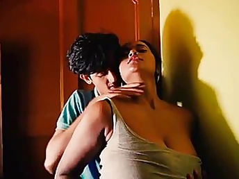 Busty Indian girl is making love with a fellow who isn't her counterpart and liking it