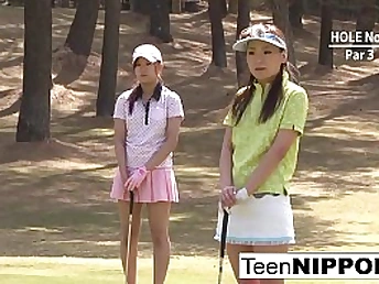 Teenie golfer gets her pinkish penetrated on the green!