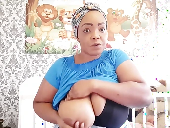 Stepmother Nigerian mom demonstrates off how to milk her immense black bra-stuffers