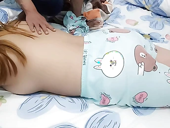 Witness this Asian PLUMPER step-step-sister get wild and dump for her brothers' bounty
