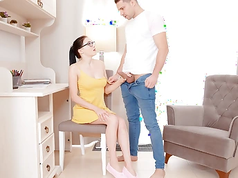 Sexually Aroused youngster jerks off on dark-haired