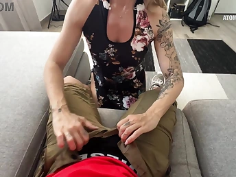 Annalisa Atomic Blonde's pussy pounded lasting by Pakistani delivery person & swallows his load
