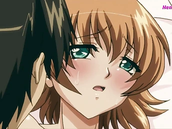 Virgin old egg in anime gangbang gets a mouthful of 3D action