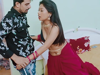 Desi Indian Assam matured motion picture star Gargi's first time in a saree with say no to BF