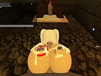 Gilt super-bitch takes gargling and raunchy donk drilling in Roblox Porn