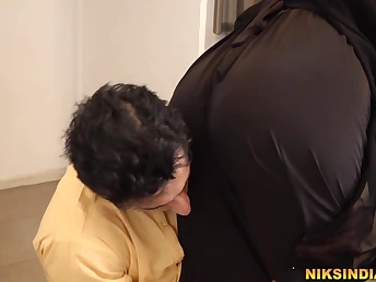 Muslim sis-in-law in hijab deepthroats jizm-pump, fucks with an increment of swallows jizz of stepbrother